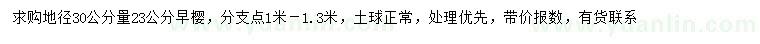 求購30量23公分早櫻