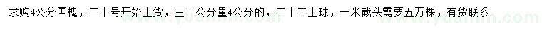 求購30量4公分國槐