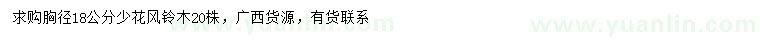 求購胸徑18公分少花風鈴木