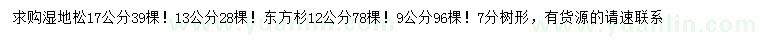 求購13、17公分濕地松、9、12公分東方杉