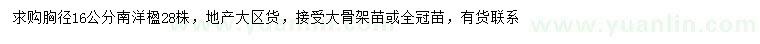 求購胸徑16公分南洋楹