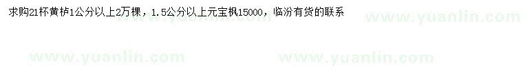 求購1公分以上黃櫨、1.5公分以上元寶楓