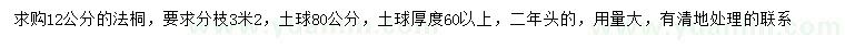 求購(gòu)12公分法桐