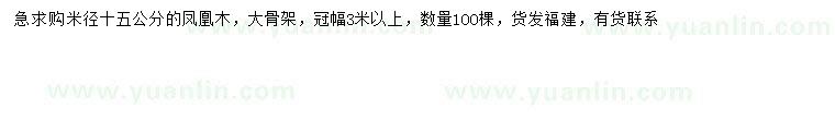 求購米徑15公分鳳凰木