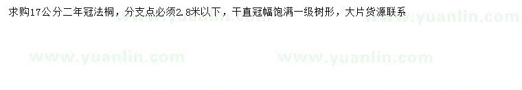 求購17公分法桐