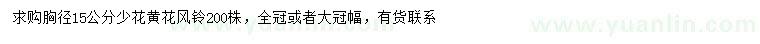 求購胸徑15公分少花黃花風鈴