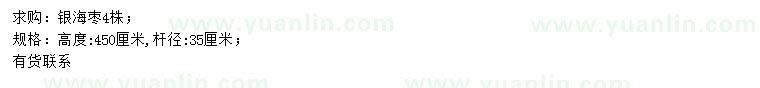 求購(gòu)高450公分銀海棗