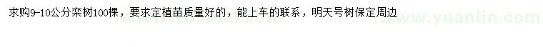 求購(gòu)9-10公分欒樹