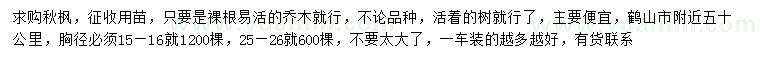 求購15-16、25-26公分秋楓
