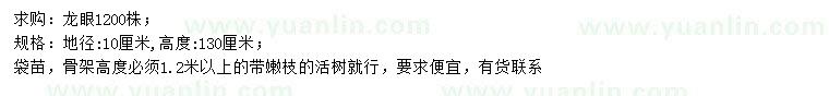 求購地徑10公分龍眼