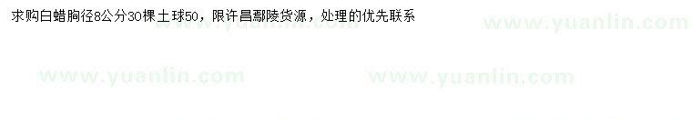 求購胸徑8公分白蠟
