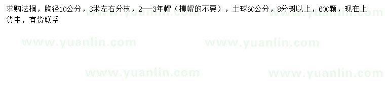 求購胸徑10公分法桐