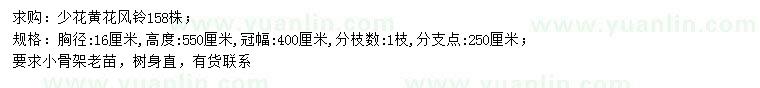 求購胸徑16公分少花黃花風鈴