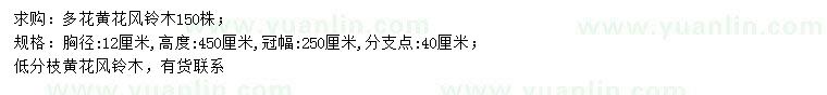 求購胸徑12公分多花黃花風(fēng)鈴木