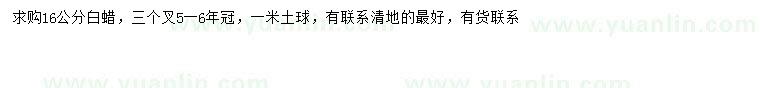 求購16公分白蠟