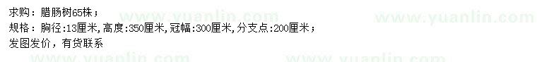 求購胸徑13公分臘腸樹