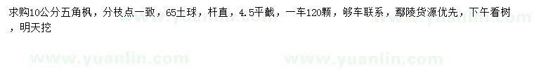 求購10公分五角楓