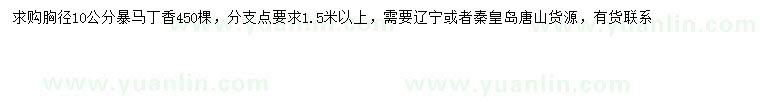 求購胸徑10公分暴馬丁香