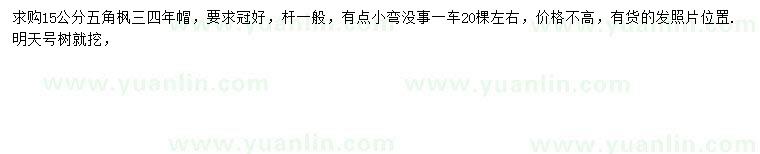 求購15公分五角楓