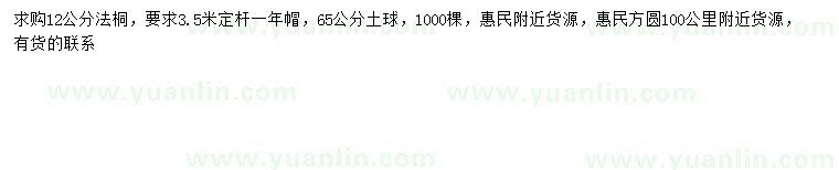 求購12公分法桐