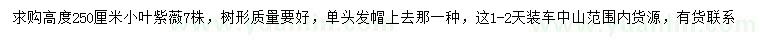 求購高250公分小葉紫薇