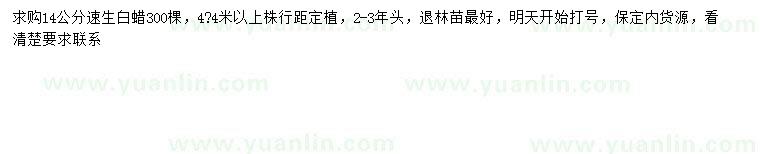 求購14公分速生白蠟