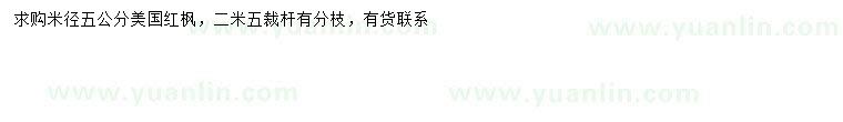 求購(gòu)米徑5公分美國(guó)紅楓