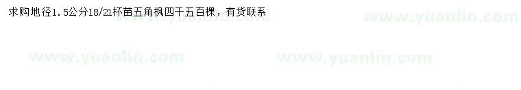 求購(gòu)地徑1.5公分五角楓