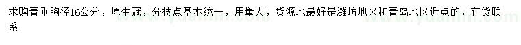 求購胸徑16公分青垂