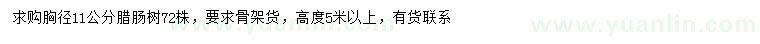 求購胸徑11公分臘腸樹