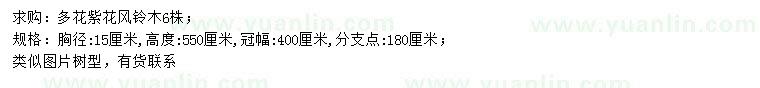 求購(gòu)胸徑15公分多花紫花風(fēng)鈴木