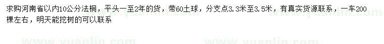 求購(gòu)10公分法桐