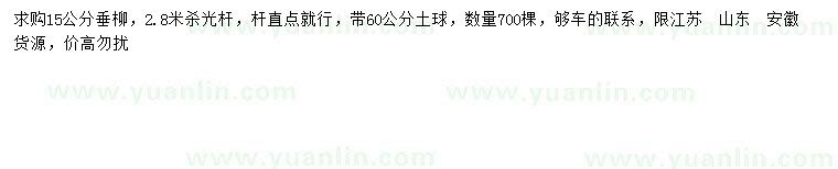求購15公分垂柳