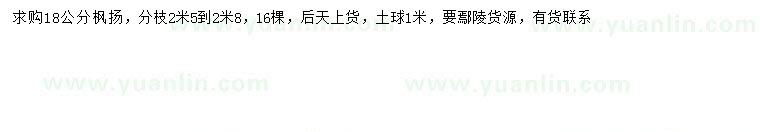 求購(gòu)18公分楓揚(yáng)