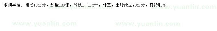 求購(gòu)地徑10公分早櫻