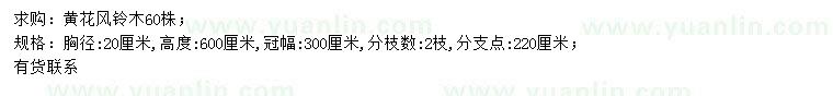 求購胸徑20公分黃花風(fēng)鈴木
