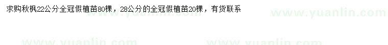 求購22、28公分秋楓