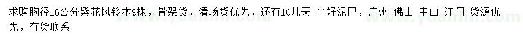 求購(gòu)胸徑16公分紫花風(fēng)鈴木