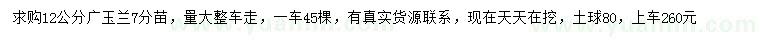 求購12公分廣玉蘭