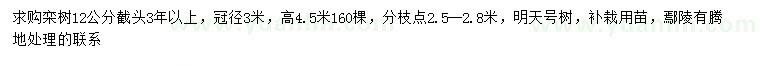 求購(gòu)12公分欒樹