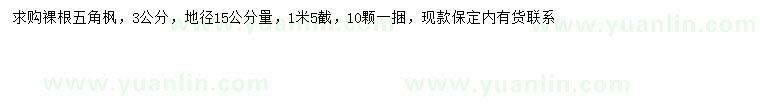 求購15量3公分五角楓
