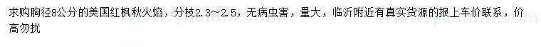 求購(gòu)胸徑8公分美國(guó)紅楓秋火焰