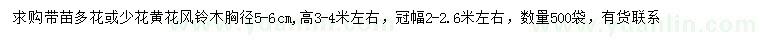 求購胸徑5-6公分黃花風(fēng)鈴木