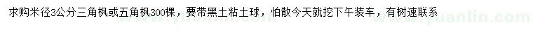 求購米徑3公分三角楓、五角楓