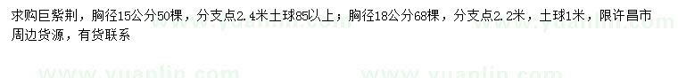 求購(gòu)胸徑15、18公分巨紫荊