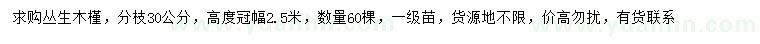 求購冠幅2.5米叢生木槿
