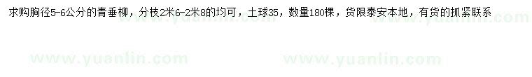 求購胸徑5-6公分青垂柳