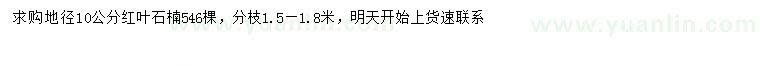 求購(gòu)地徑10公分紅葉石楠