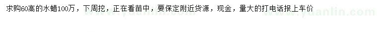 求購高60公分水蠟