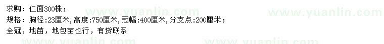 求購胸徑23公分仁面